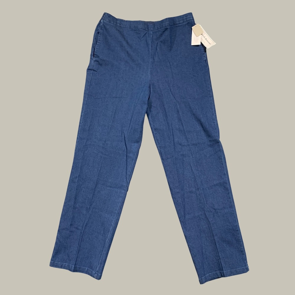 Alfred Dunner Denim Pants Women Size 14 Indigo Blue Elastic Waist Bryce Canyon